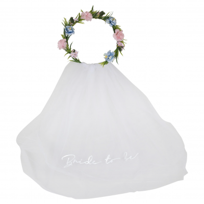 Veil - Floral Crown with Veil Boho Bride 